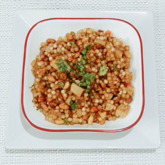 .Sabudana khichadi is an Indian snack dish made up of soaked sabudana. It's a spicy and very light dish, you can enjoy it at any time of day. Very good for evening snacks with tea.